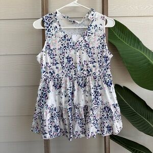 White Leopard Print V-Neck Tank Top